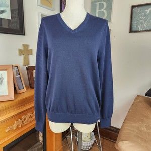 Lands' End Men's Supima Cotton V-neck Sweater Size M New